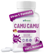 inGreens Camu Camu bottle front view highlighting 2000mg vitamin C antioxidant support