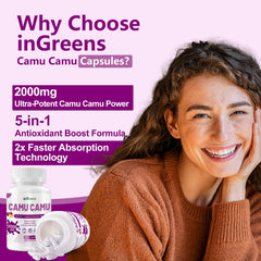 inGreens Camu Camu softgel close-up illustrates easy daily immune-friendly supplement