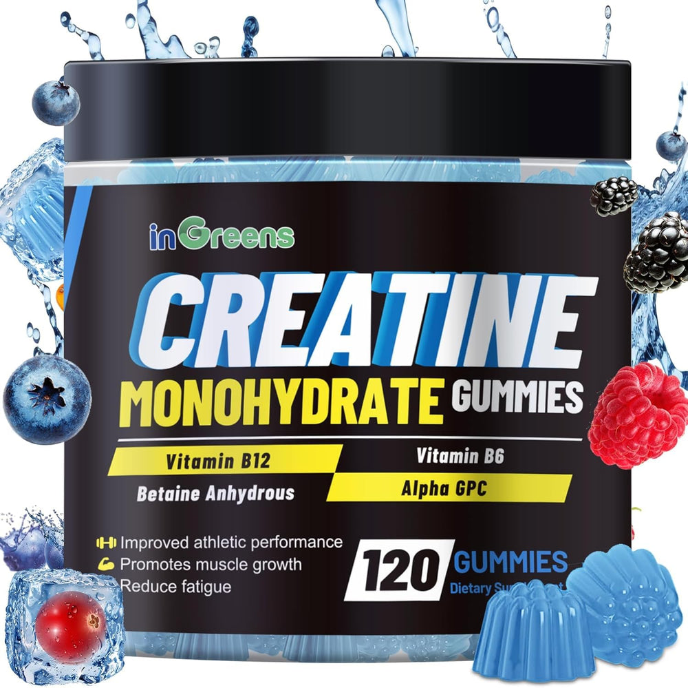 inGreens Creatine Monohydrate Gummies bottle front for convenient daily use
