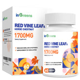 inGreens Red Vine Leaf Extract bottle being poured for vein support.