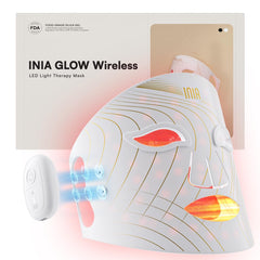 INIA red-light therapy mask on face for radiant skin