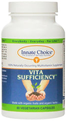 Innate Choice Vita Sufficiency bottle showing plant-based vitamins for daily wellness.