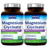 Innate Vitality Magnesium Glycinate bottle shows 500mg dosage for high absorption