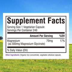 Innate Vitality Magnesium Glycinate bottle front with non-GMO and gluten-free labeling for clean intake.