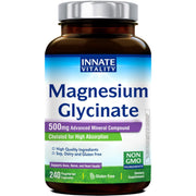 Innate Vitality Magnesium Glycinate capsule close-up highlighting easy-to-swallow form for daily support.