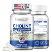 Inner Brightness prenatal choline liquid bottle showing clear dosage for focus during pregnancy.