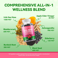 Inner Brightness Sea Moss gummies bottle back shows non-GMO and lab-tested details