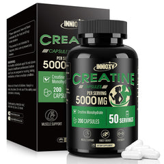 INNIOXV Creatine Capsules bottle demonstrating convenient muscle support for on‑the‑go users