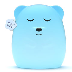 InnoCity Breathing Pal Plus Ted on a desk with a soft guided breathing light