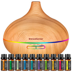InnoGear 400ml diffuser in yellow wood grain for a calm room