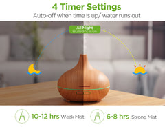 InnoGear diffuser with timer and mist options for flexible use