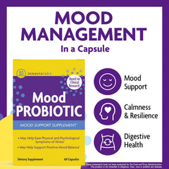 InnovixLabs Mood Probiotic bottle closeup reveals capsule texture for easy daily intake.