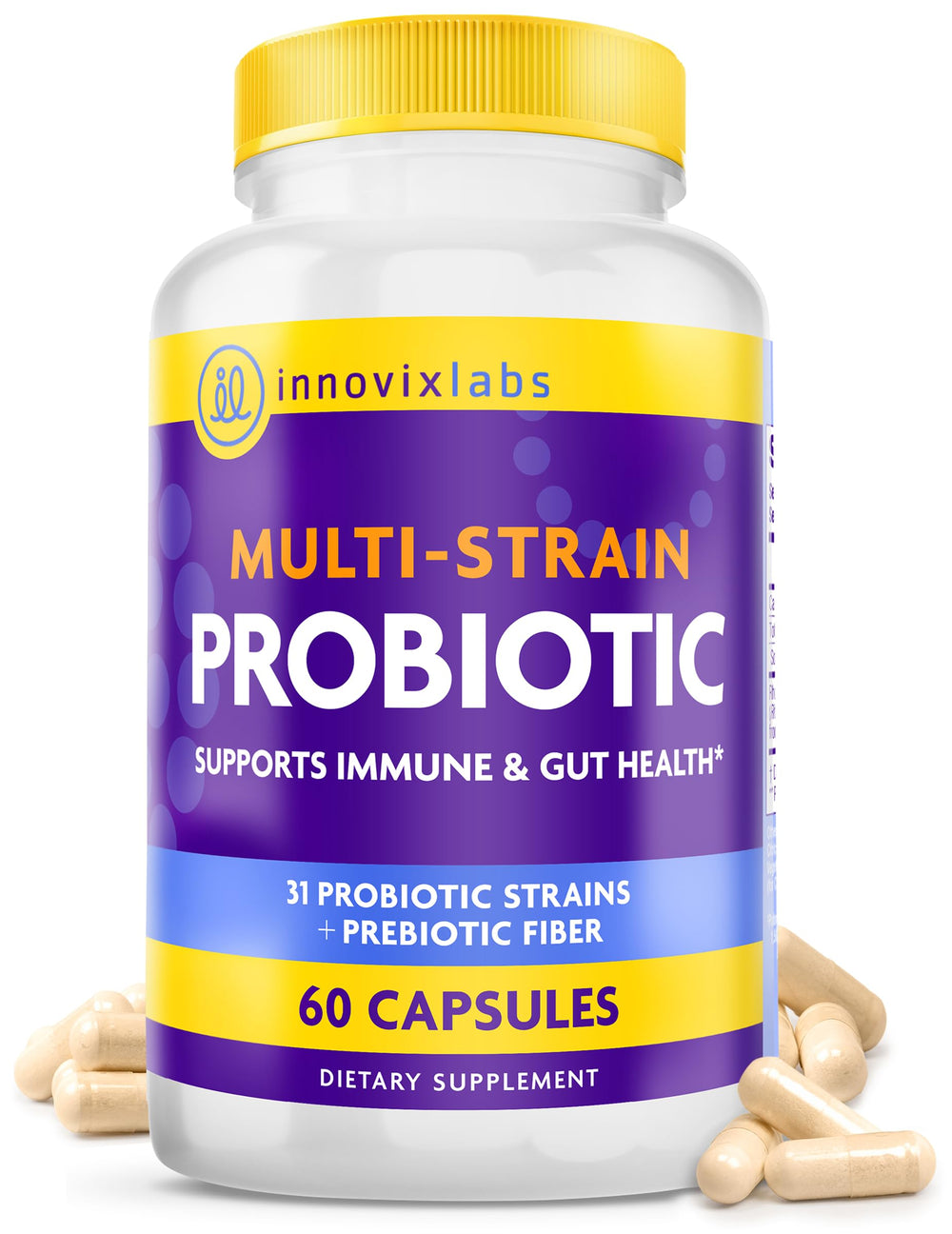 InnovixLabs Multi-Strain Probiotics bottle pour supports easy daily dosing and gut balance