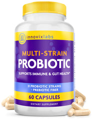 InnovixLabs Multi-Strain Probiotics bottle pour supports easy daily dosing and gut balance