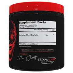 Insane Labz Insane Creatine Monohydrate unflavored powder jar ready for daily use.
