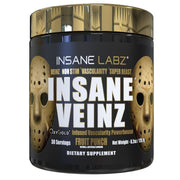 Insane Labz Insane Veinz Gold bottle showcases non-stimulant nitric oxide support.