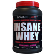 Insane Labz Insane Whey bottle with Strawberries & Cream for post-workout recovery