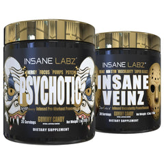 Insane Labz Psychotic Gold bottle pour showcases fast pre-workout energy.