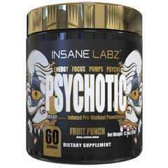 Insane Labz Psychotic Gold bottle showing bold energy and pump potential.