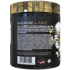 Psychotic Gold label closeup highlighting ingredients and focus-enhancing potential.
