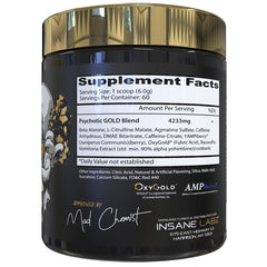 Psychotic Gold powder scoop ready for a pre-workout energy boost session.