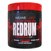 Insane Labz Redrum canister front view highlighting energy-boosting formula