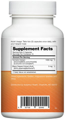 Instaflex Super Turmeric capsules close-up showing 1000 mg turmeric and BioPerine for absorption.