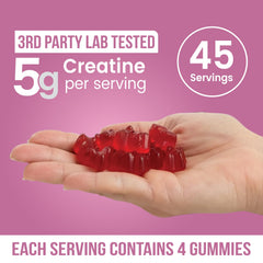INSTAMART Creatine Gummies bottle back label shows serving details and clean ingredients.