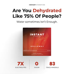 Instant Hydration electrolyte powder dissolving in water for quick, flavorful hydration.