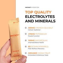 Glass with poured Instant Hydration Citrus Orange drink showcasing refreshment