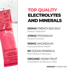 Instant Hydration raspberry powder dissolving in water for quick refreshment