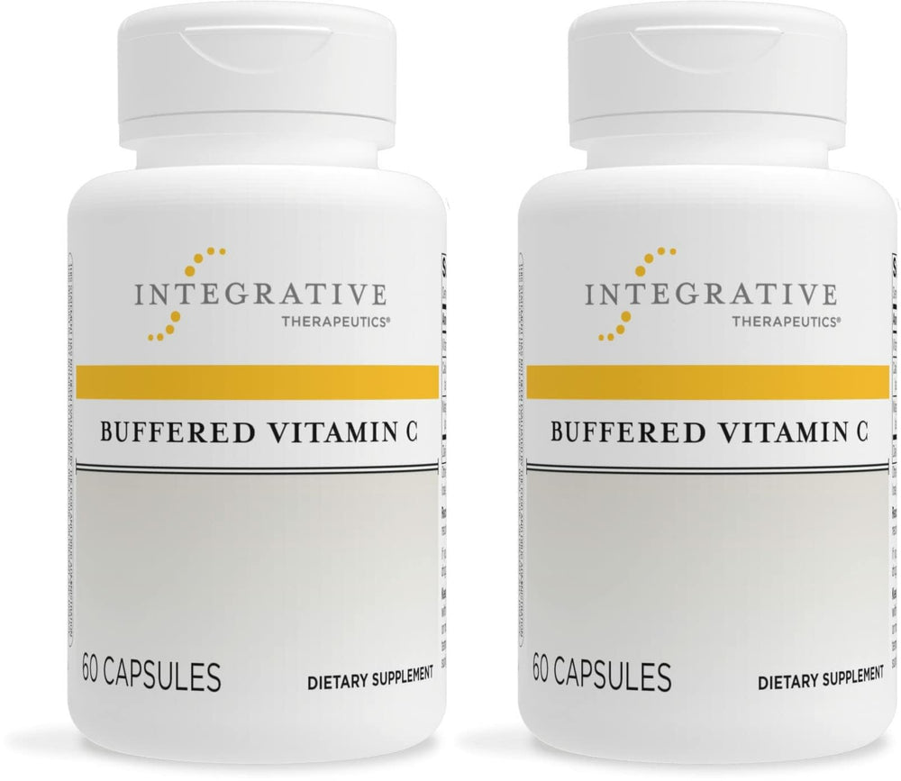 Integrative Therapeutics Buffered Vitamin C bottle front shows antioxidant support.