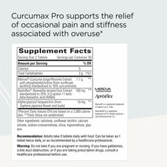 Curcumax Pro bottle back showing dairy-free and vegan labeling.