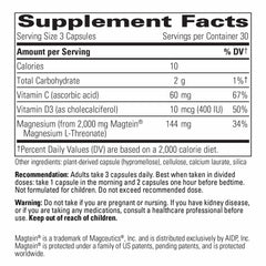 Integrative Therapeutics Magtein L-Threonate Plus capsules for daily brain support with magnesium and vitamins.