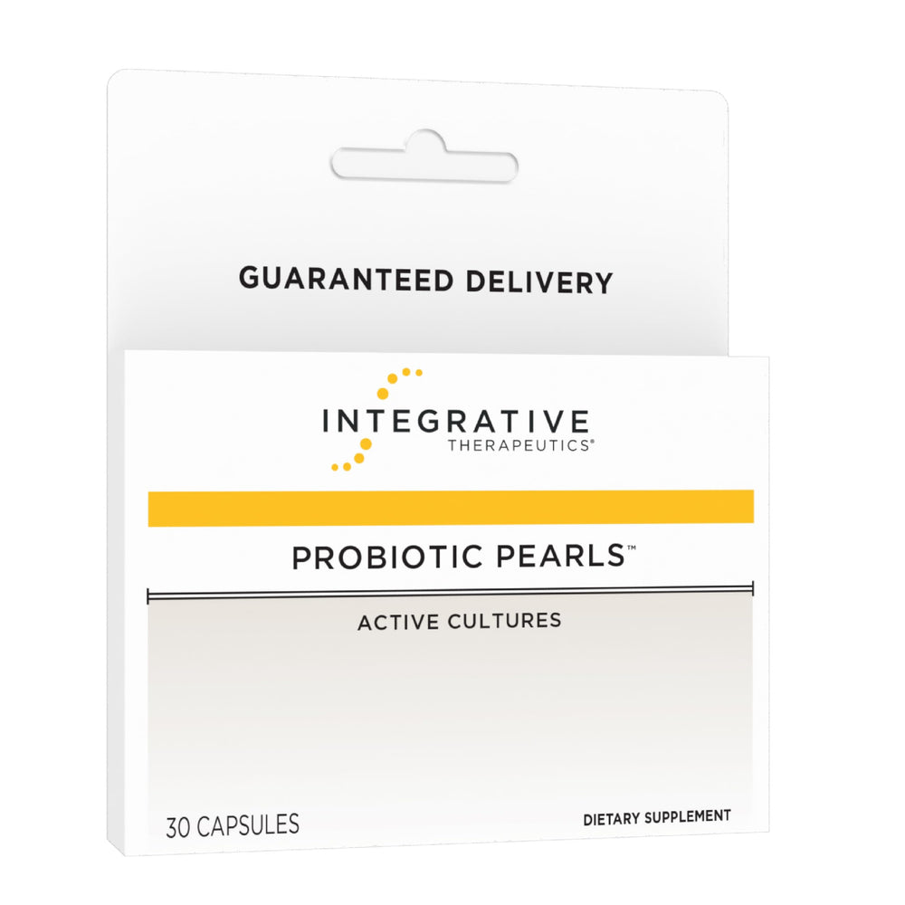 Integrative Therapeutics Probiotic Pearls daily capsule close-up for digestive balance.