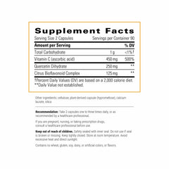 Close-up of Integrative Therapeutics Vitamin C with Quercetin capsules for daily use
