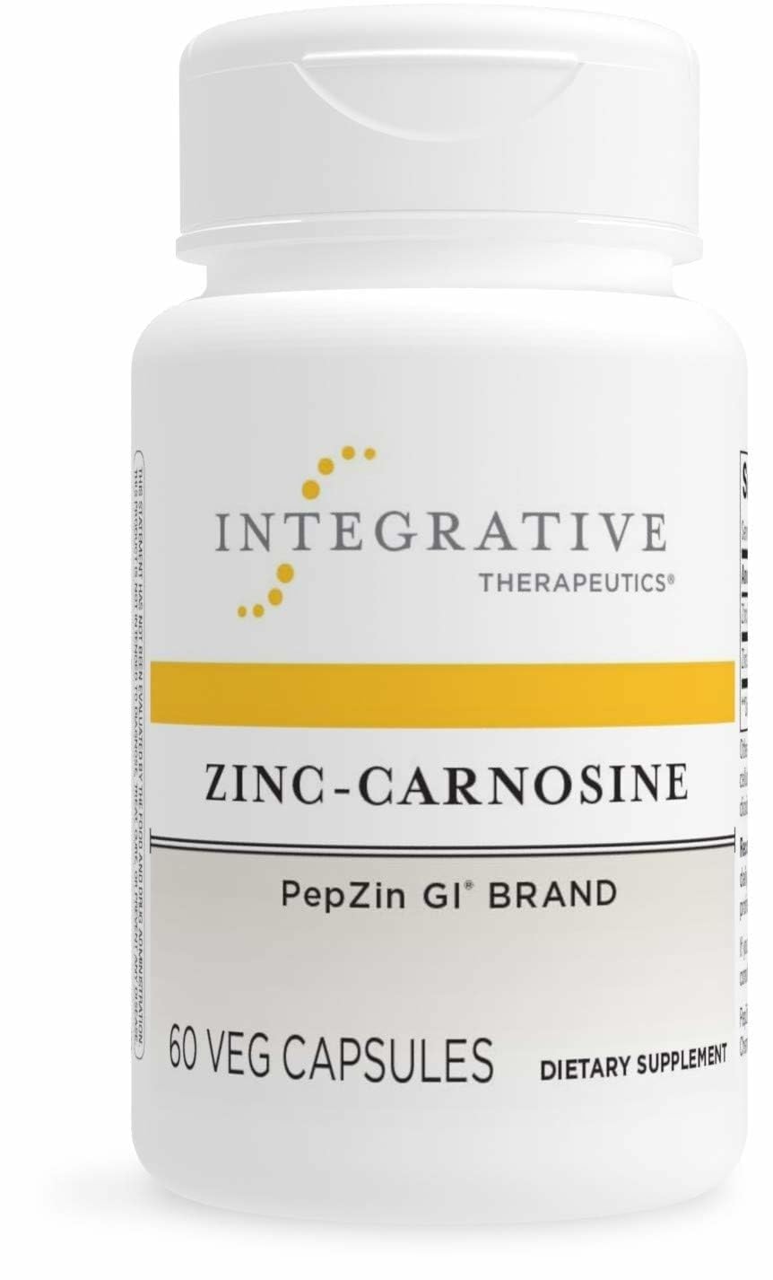 Integrative Therapeutics Zinc-Carnosine bottle supports daily gut health.