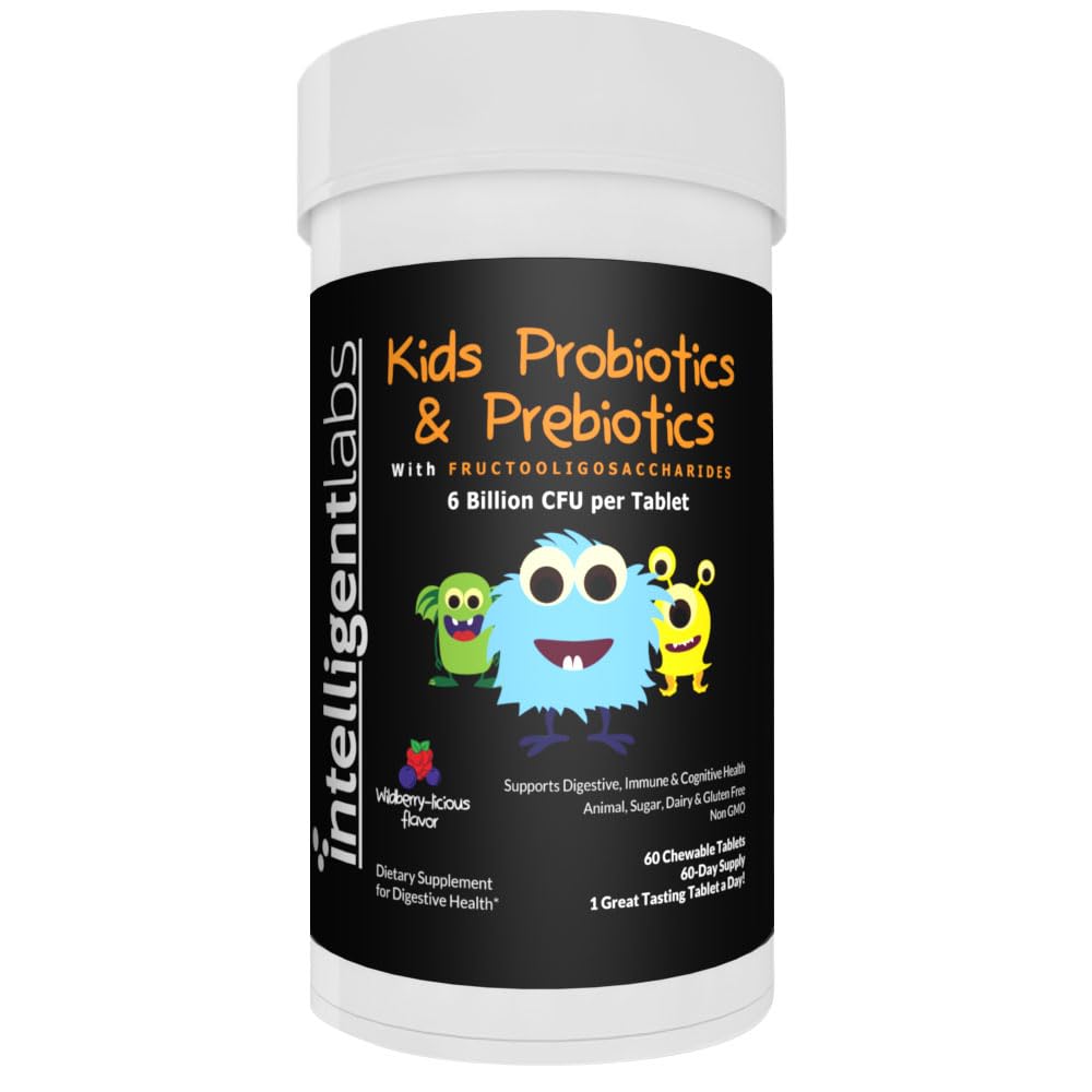 Intelligent Labs 6 Billion CFU kids probiotic bottle showing shelf-stable potency.