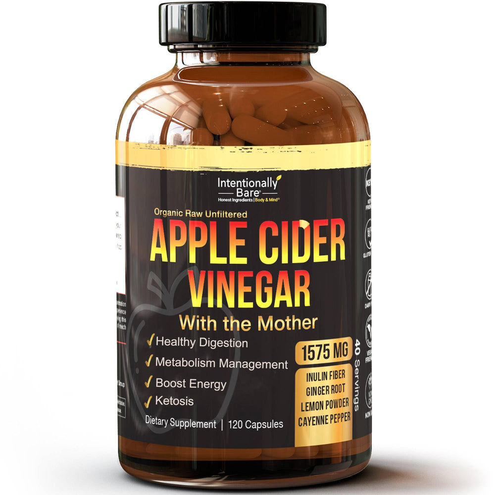 Intentionally Bare ACV capsules with Mother bottle for daily wellness.
