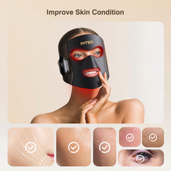 INTEO breathable 3D-fit mask pictured with built-in blackout eye shield.