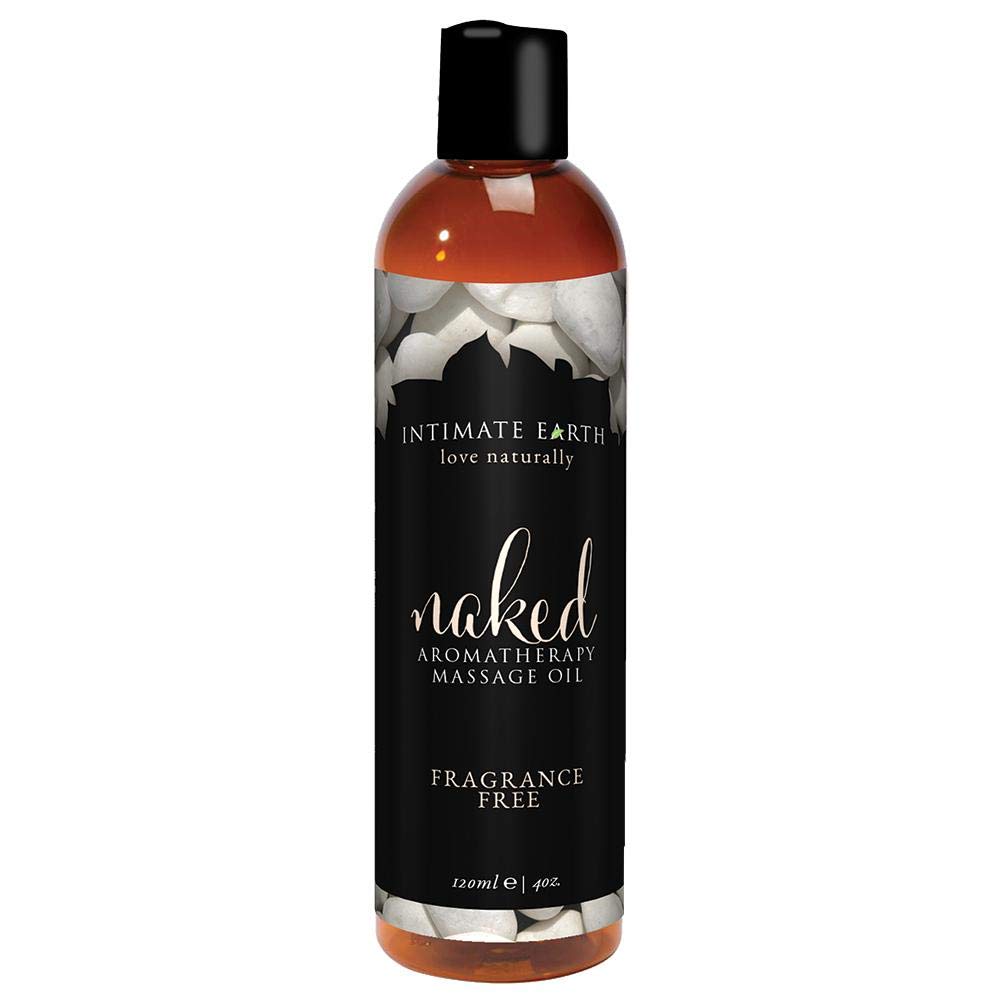 Intimate Earth Naked Massage Oil bottle with a silky glide for massages