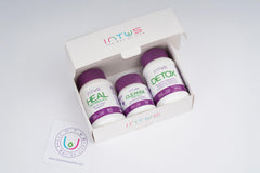 INTUS Detox Box Triphala-Amalaki-Haritaki blend image, natural detox support.