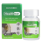 Invivotec Healthear bottle pour showing measured dose for daily ear comfort.