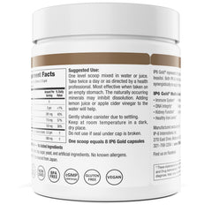 IP6 Gold ingredients list highlights no additives and gluten-free vegan formula.