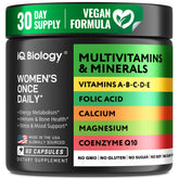 IQ Biology Daily Multivitamin for Women bottle shown for daily energy support