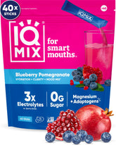 IQMIX hydration packet in blueberry pomegranate flavor for quick rehydration