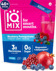 IQMIX hydration packet in blueberry pomegranate flavor for quick rehydration
