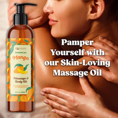 IQNATURAL Mango Edible Massage Oil skin demonstrates moisturized, soft skin after use.