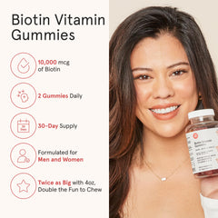 iRestore Biotin Gummies cherry bottle highlighting delicious flavor and wellness use.