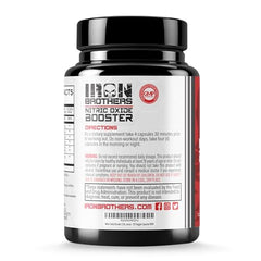 Close up of Iron Brothers Nitric Oxide capsules ready for daily use